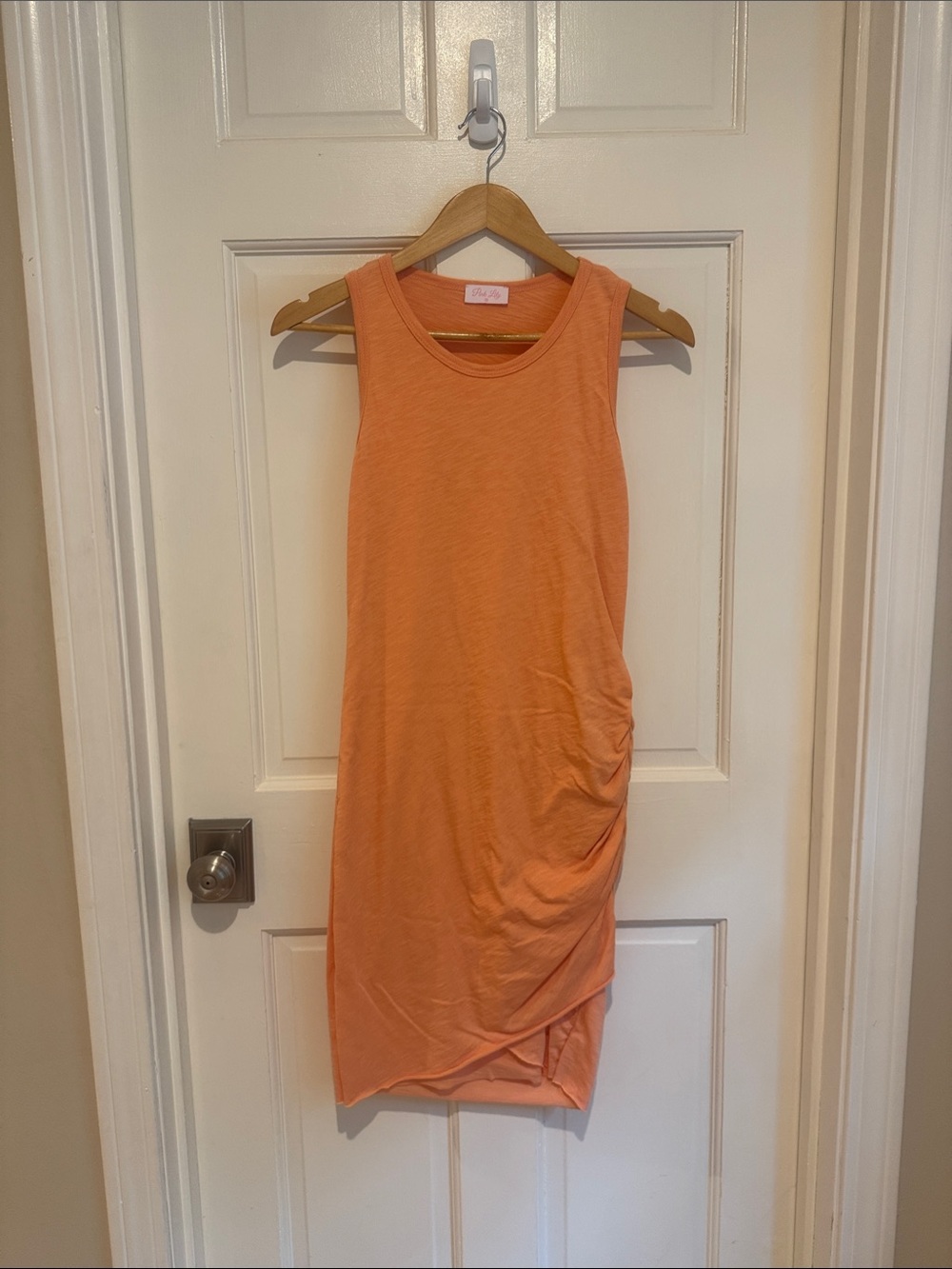 Pink Lily Orange/Coral Sleeveless Ruched Bodycon Dress